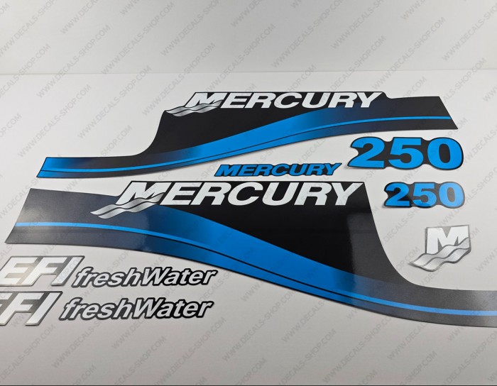 Mercury 250HP EFI Freshwater Outboard Decal Kit BLUE
